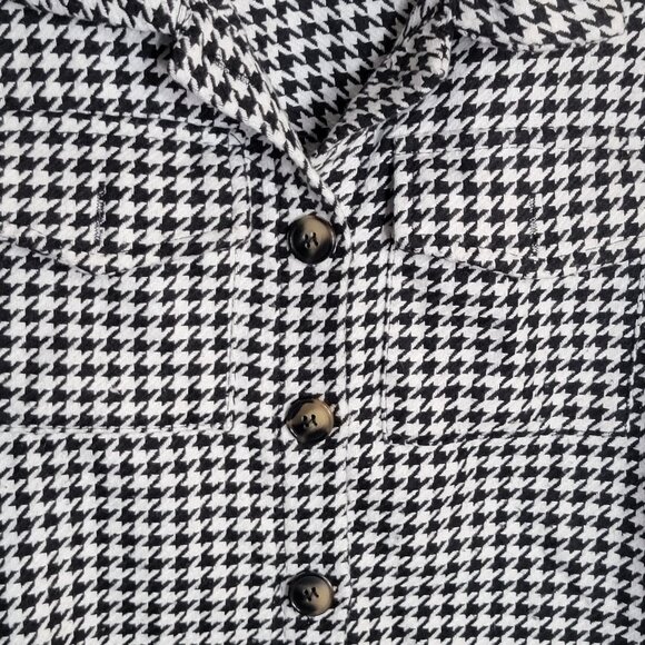 Houndstooth Button Down 7 Year Old Girls Jacket Black White Tweed Pattern - Picture 3 of 8